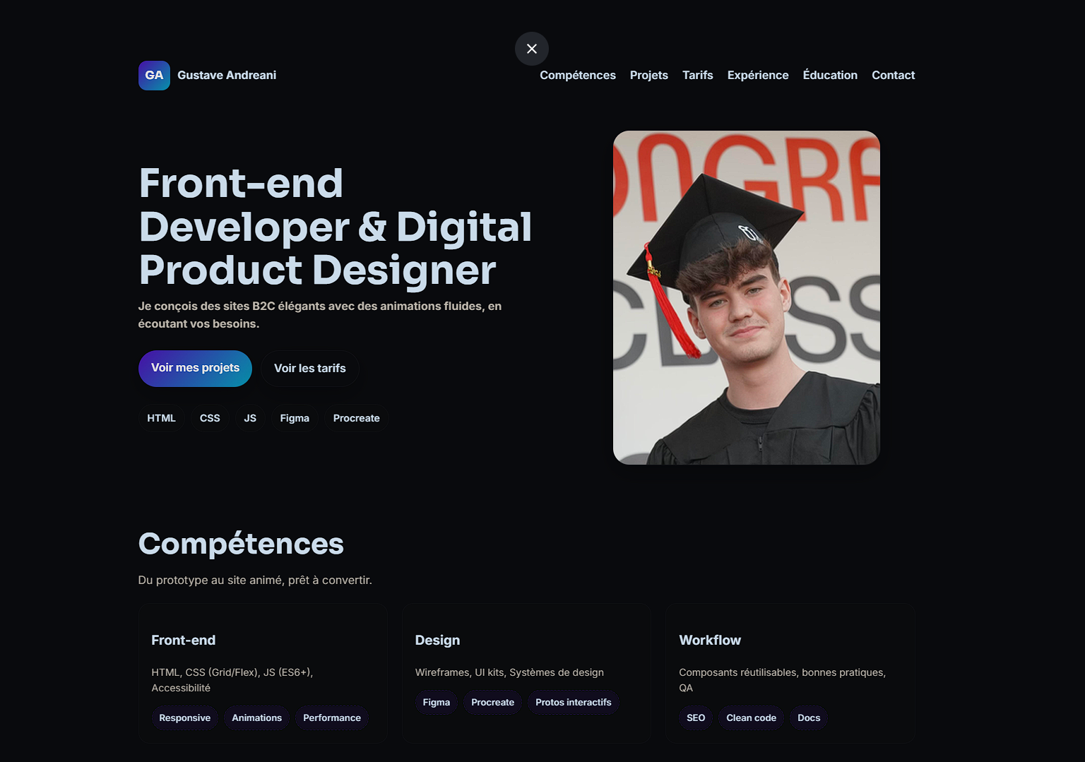 Portfolio, réalisé en trois jours – Projet 1