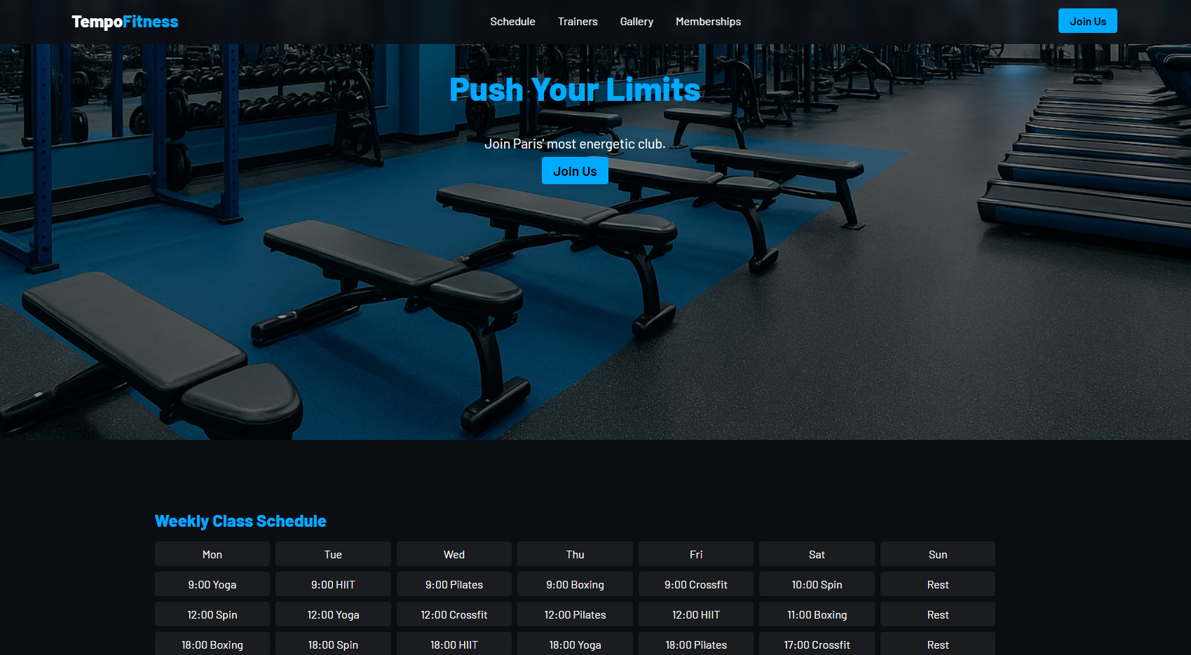 Site pour une Salle de sport fictive réalisé en un jour – Projet 8